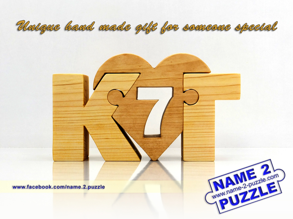 letter E and letter K personalized initials wooden puzzle