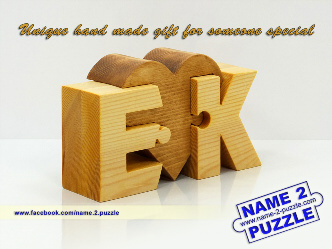 letter E and letter K personalized initials wooden puzzle
